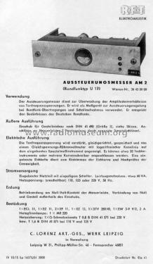 Aussteuerungsmesser U 17 ; Lorenz i.V. Leipzig (ID = 3051836) Equipment