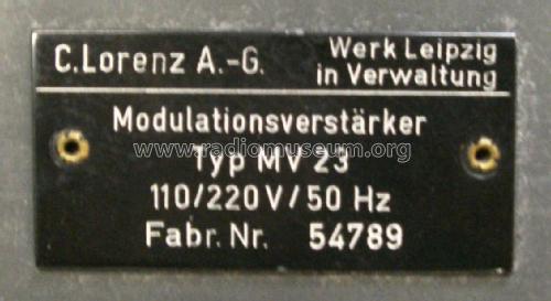 Modulationsverstärker MV23; Lorenz i.V. Leipzig (ID = 1820412) Ampl/Mixer