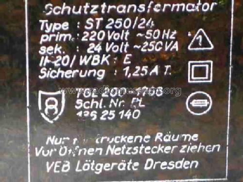 Schutztransformator ST250/24; Lötgeräte Dresden; (ID = 1997037) A-courant