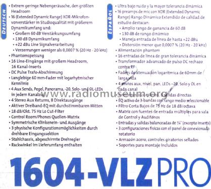 16-Channel Mic/line Mixer 1604-VLZ pro; LOUD Technologies, (ID = 3042187) Ampl/Mixer