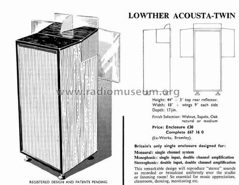 Acousta - Super Twin ; Lowther (ID = 2802381) Altavoz-Au