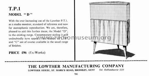 Lowther Corner Unit TP1 Type D; Lowther (ID = 2802380) Lautspr.-K