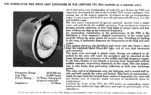 Lowther Driver Unit PM3; Lowther (ID = 2801025) Parlante