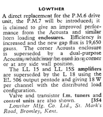 Lowther Driver Unit PM7; Lowther (ID = 2801063) Speaker-P