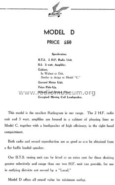 Lowther Radiogram Model D; Lowther (ID = 2799642) Radio