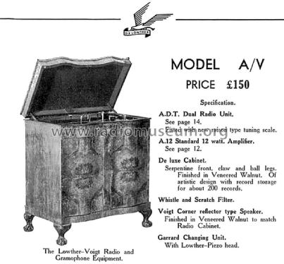 Lowther-Voight Radiogram Model A/V; Lowther (ID = 2799040) Radio