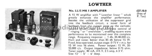 Power Amplifier LL15; Lowther (ID = 2800182) Ampl/Mixer