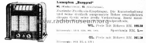 Burggraf W WD220/AB1; Lumophon, Bruckner & (ID = 2675122) Radio