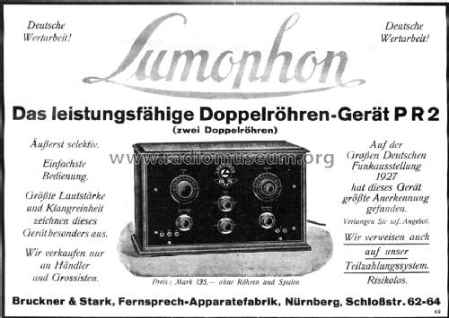 PR2; Lumophon, Bruckner & (ID = 988130) Radio