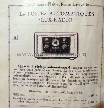 L'Automatique ; Lux Radio, Société G (ID = 1788414) Radio