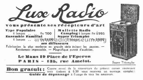 Superstandard Triomphe ; Lux Radio, Société G (ID = 1672075) Radio