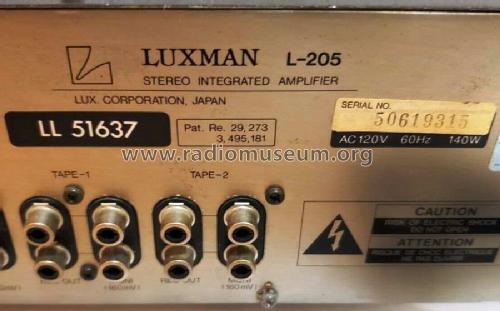 Stereo Integrated Amplifier L-205; Luxman, Lux Corp.; (ID = 2705412) Ampl/Mixer