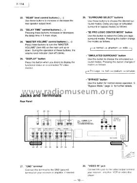 Surround Sound Processor Amplifier F-114; Luxman, Lux Corp.; (ID = 1873574) Ampl/Mixer