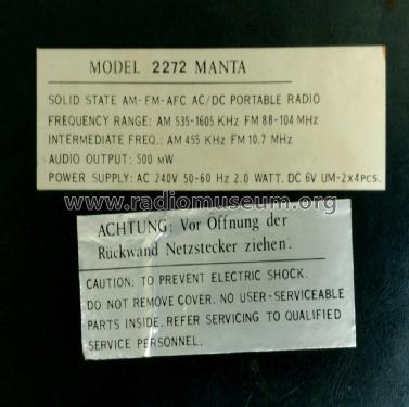 Manta 2272; MABA Gebr. Marbach , (ID = 2515517) Radio