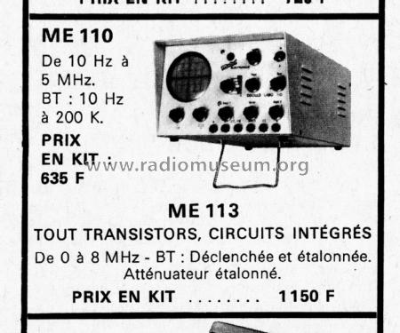 Oscilloscope ME110; Mabel Electronique; (ID = 3092137) Equipment