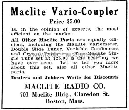 One-Tube Receiver Model B; Maclite Radio Co.; (ID = 1240643) Radio