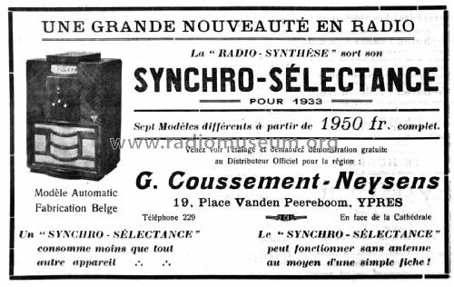 Synchro-Sélectance Automatic ; Macq, Radio-Synthèse (ID = 2031476) Radio