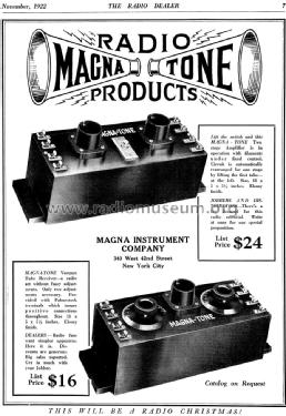 Magna-Tone Vacuum Tube Receiver ; Magna Instrument Co, (ID = 1194742) Radio