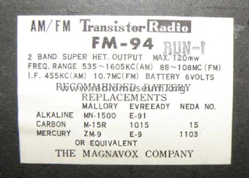 Holiday FM-94; Magnavox Co., (ID = 661516) Radio