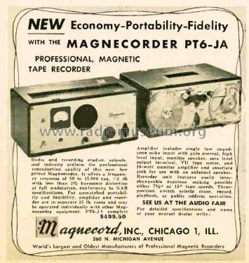 Magnecorder PT6-JA; Magnecord, Inc. (ID = 1797628) Reg-Riprod