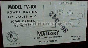 UHF Converter TV-101; Mallory, P.R. & Co.; (ID = 180905) Adaptor