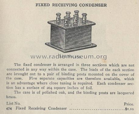 Fixed Receiving Condenser No. 474; Manhattan Electrical (ID = 1978829) Radio part