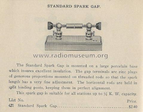 Standard Spark Gap No. 421; Manhattan Electrical (ID = 1978852) Amateur-D