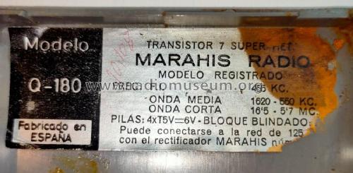 Q-180; Marahis Manufactura (ID = 2654762) Radio