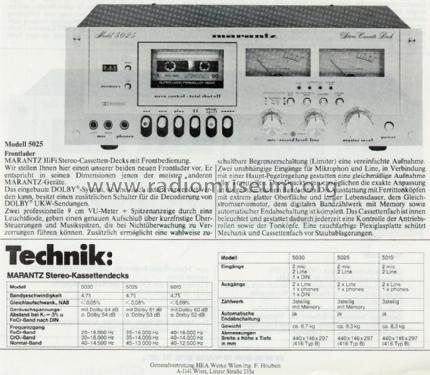 Stereo Cassette Deck 5025 ; Marantz Sound United (ID = 852370) R-Player