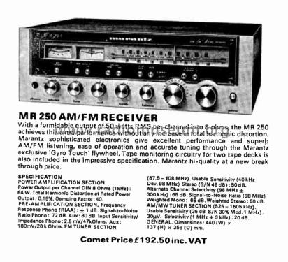 AM/FM Stereophonic Receiver MR250; Marantz Sound United (ID = 3078767) Radio