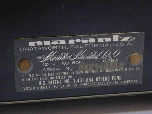 Stereophonic Tuner 2100; Marantz Sound United (ID = 2986594) Radio