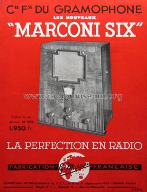 Marconi Six 295 Ch= 633W; Marconi marque, Cie. (ID = 1990197) Radio