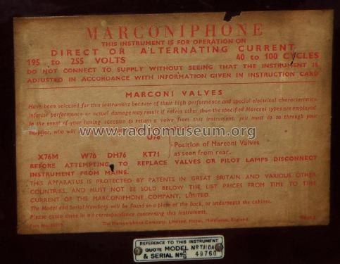 T11DA; Marconi Co. (ID = 2077934) Radio