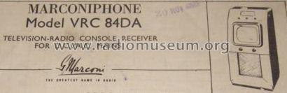 VRC 84DA; Marconi Co. (ID = 1479770) TV-Radio