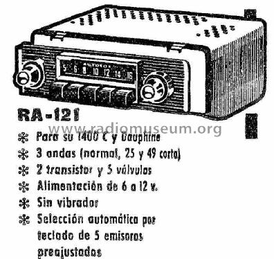 RA-121; Marconi Española S.A (ID = 757390) Car Radio