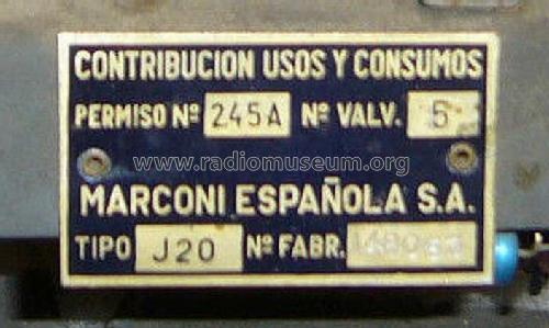 J-20; Marconi Española S.A (ID = 1956542) Radio