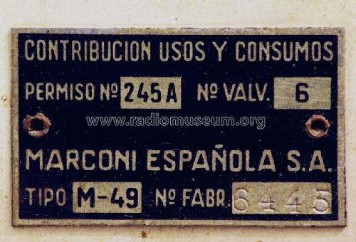 M-49; Marconi Española S.A (ID = 3112342) Radio