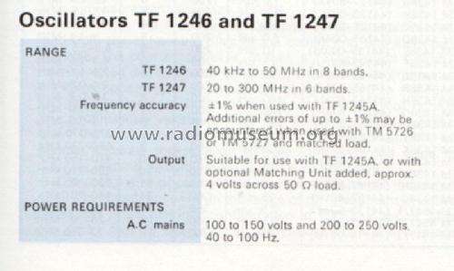 Oscillator 40 KHz - 50 MHz TF1246; Marconi Instruments, (ID = 3073768) Equipment