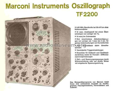 Oscilloscope TF 2200; Marconi Instruments, (ID = 678570) Equipment