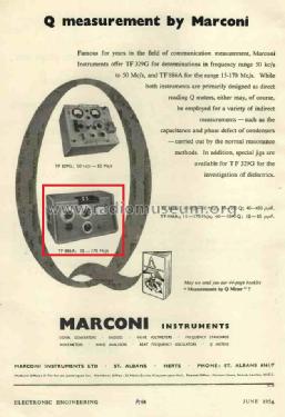 Q Meter TF 886A; Marconi Instruments, (ID = 3018224) Equipment