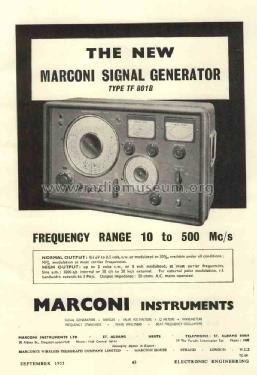 AM Signal Generator TF801B; Marconi Instruments, (ID = 3018974) Equipment