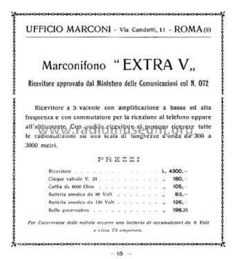 Marconifono Extra V ; Marconi Italiana (ID = 2678489) Radio