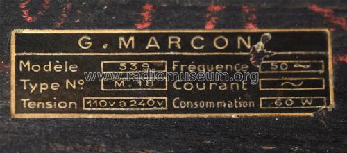 M18 Ch= 539; Marconi marque, Cie. (ID = 1811723) Radio