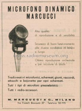 Microfono Dinamico ; Marcucci; Milano (ID = 2665939) Microphone/PU