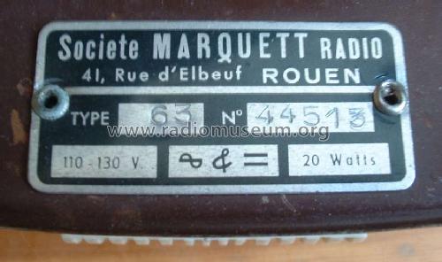 Compagnon 63; Marquett-Radio (ID = 450971) Radio