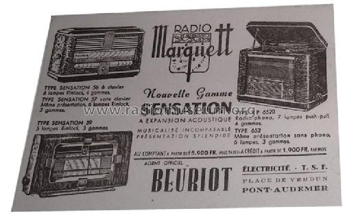 Sensation 59 ; Marquett-Radio (ID = 1730693) Radio