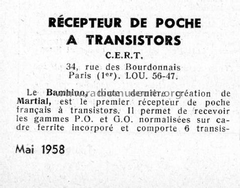 Bambino ; Martial, CERT C.E.R. (ID = 2521849) Radio