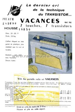 Vacances Transistor 702; Martial, CERT C.E.R. (ID = 2285000) Radio