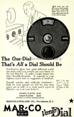 Vernier Dial ; Martin Copeland Co. (ID = 1229947) Radio part