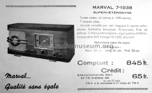 Marval VII 7-1938; Marval-Radio; Paris (ID = 2518188) Radio